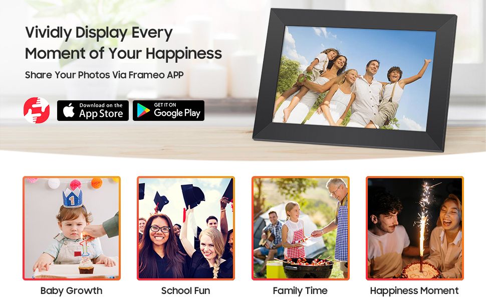 Digital Photo Frame WiFi, 10 Inch Digital Picture Frame with 16GB