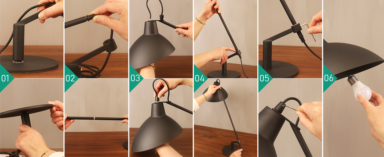 Installation steps for desk lamp