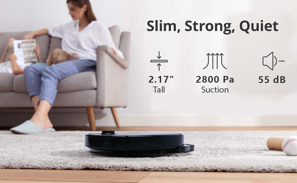 2in1 Robot Vacuum Cleaner, 2800Pa Suction Slim Quiet Robot Vacuum and
