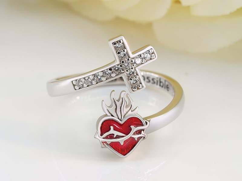 Amazon.com: Sacred Heart of Jesus Ring 925 Sterling Silver