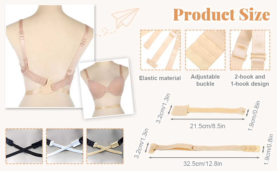 2 Pairs Low Back Bra Converter Soft Women's Bra Extenders 2 Hooks