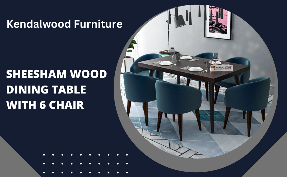 KENDALWOOD™ Furniture Sheesham Wood Dining Table(57x35) with 6 Chairs