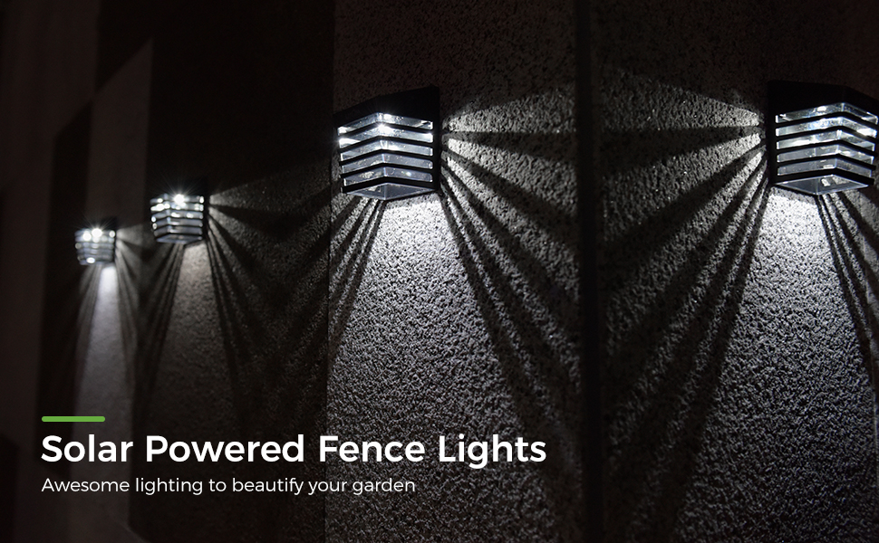 AloftSun Solar Lights Outdoor 8 Pack, Solar Fence Lights Outdoor Decorative with 2 Modes Smart