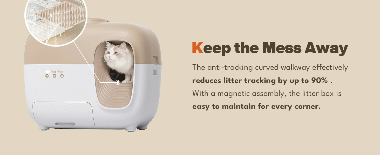 PetSnowy Snow+ Self Cleaning Litter Boxes for Cats Zero Smell Zero Litter Tracking Waste Auto