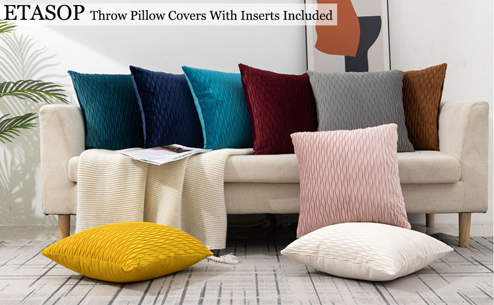 ETASOP Throw Pillows with Inserts Included 18x18, 2 Pack