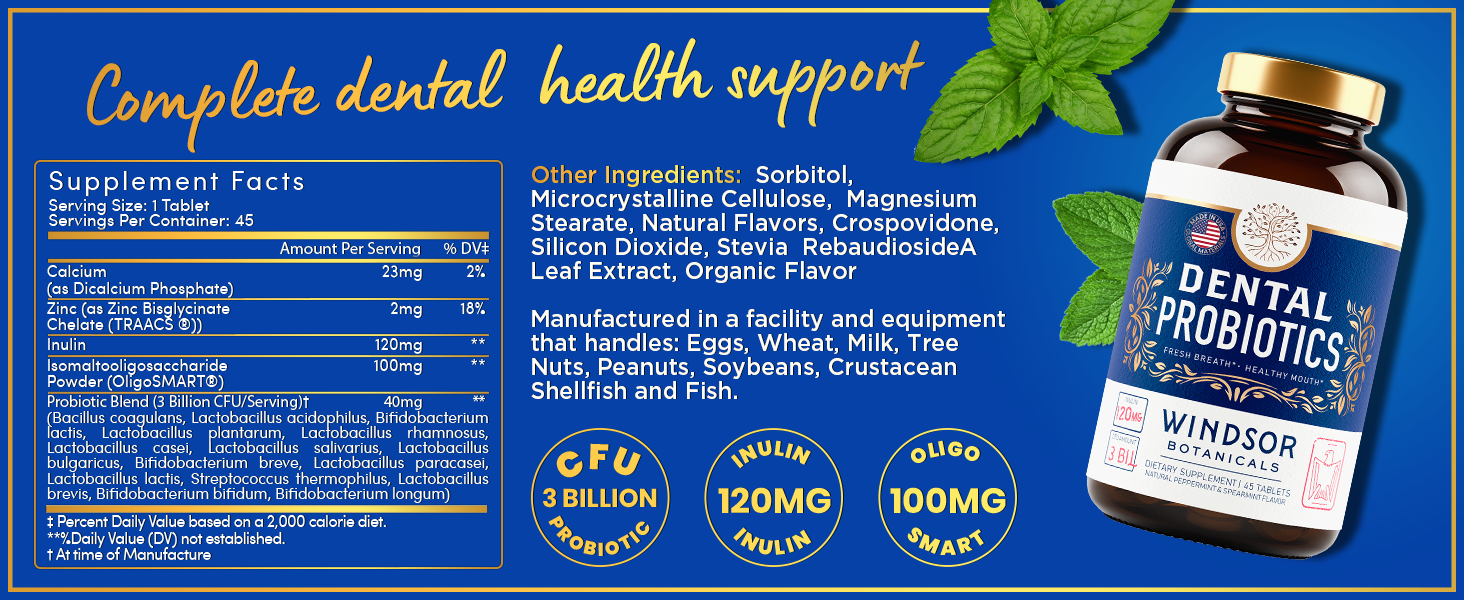 Amazon.com: Oral Probiotics for Teeth and Gums - 3BN CFU Lactobacillus - Oral Probiotics For Teeth And Gums