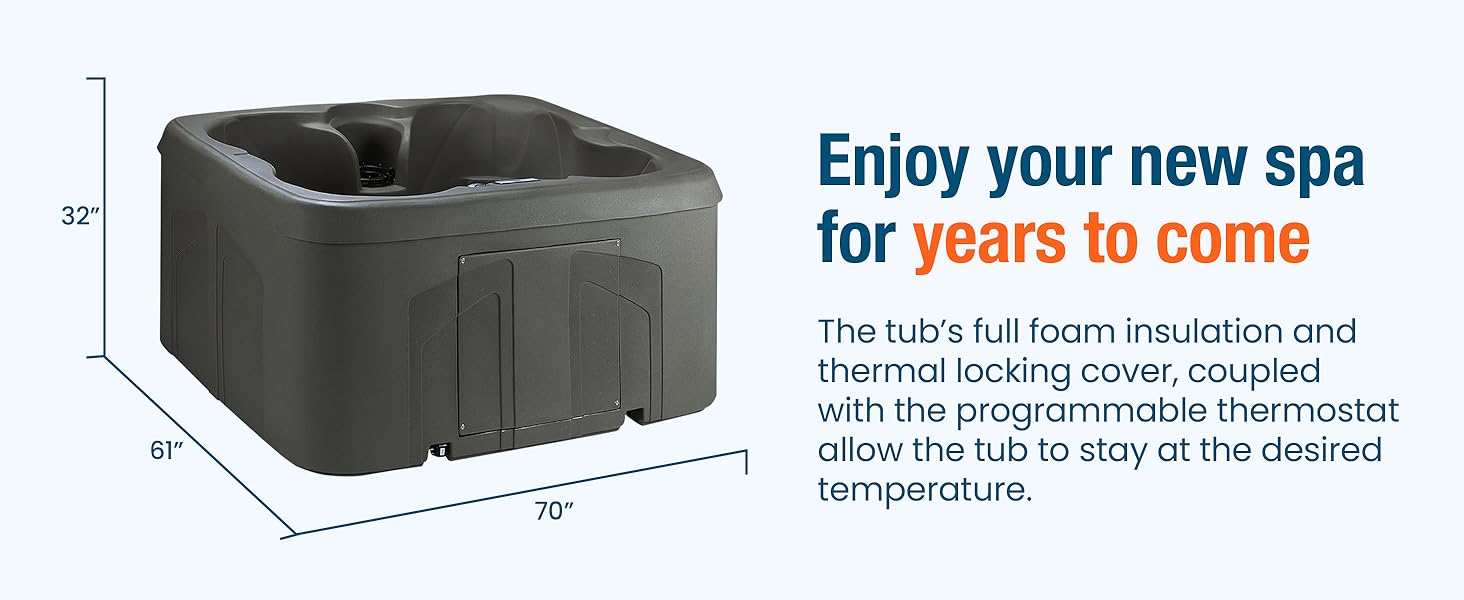 LifeSmart 4 Person Plug and Play Square Hot Tub Spa with