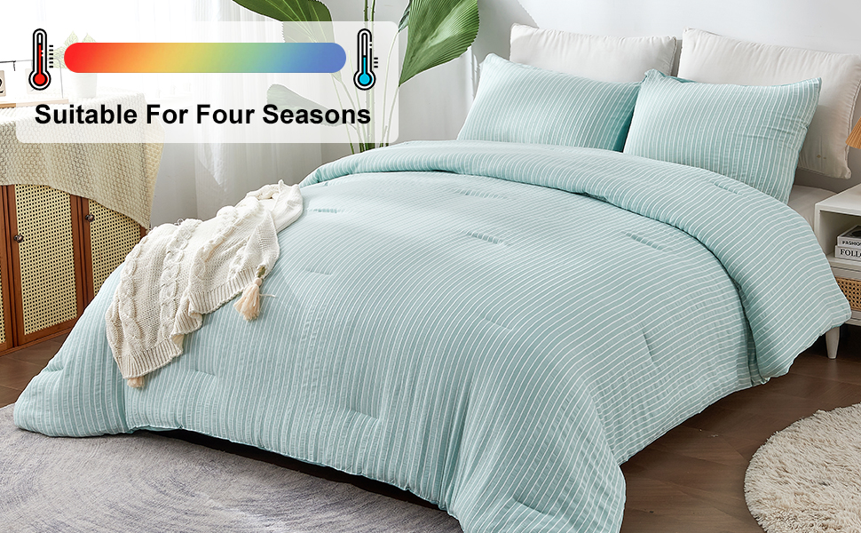 ENCOFT Green Comforter Set King, 3 Pieces King Bedding