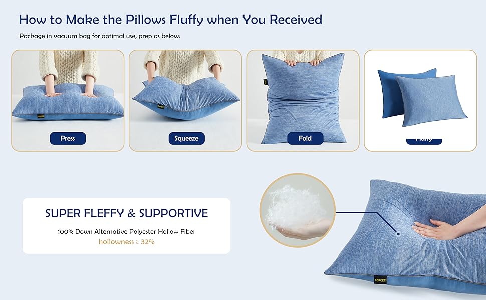 Topcee Bed Pillows for Sleeping Queen Size 2 Pack Colling