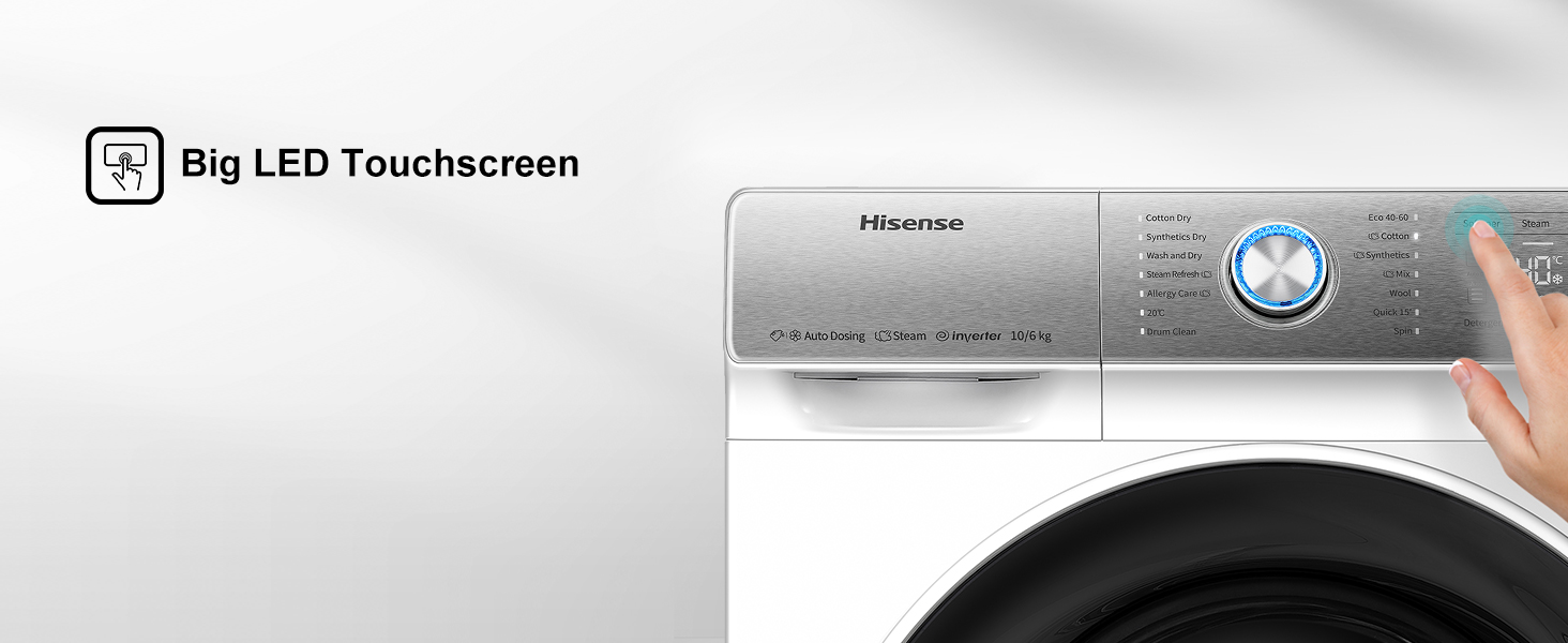 You can easily select your favorite program among a wide range of programs with big LED touchscreen