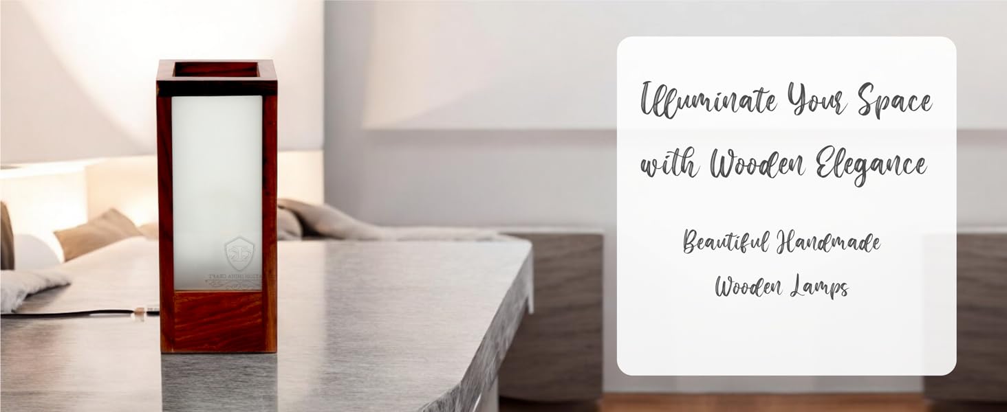 wooden table lamp for bedroom, living room, study table
