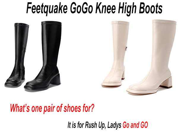 ショートブーツ・ブーティ Knee High Leather Boots Knee-high boots with wide shaft and block heel (model 340