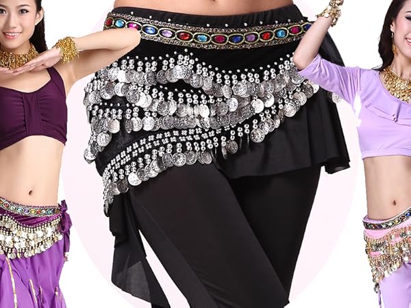 ZLTdream Women's Belly Dance Wave Shape Hip Scarf With