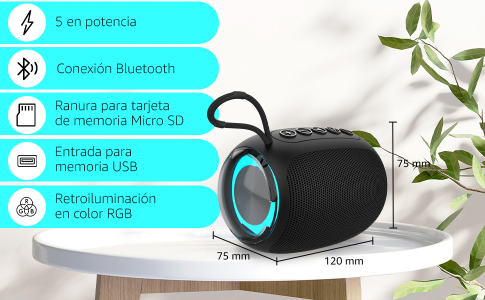 Altavoz Setty, bluetooth, USB, radio, RGB, color