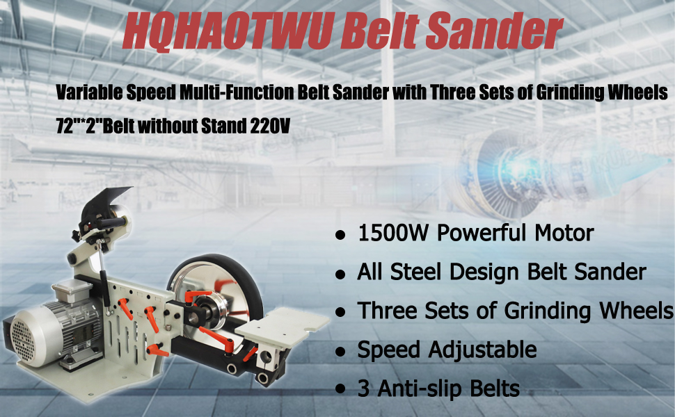 HQHAOTWU Belt Sander Knife Grinder Variable Speed MultiFunction Belt Sander with Wheel and Flat