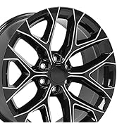 OE Wheels CV98B 22 Inch Rim Fits Silverado 1500 Snowflake Style 6x139.7 22x9 Gloss Black with Mil...