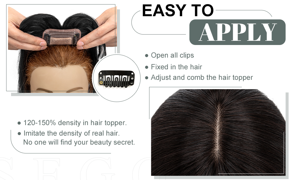 SEGO Hair Toppers for Women Real Human Hair with Thinning