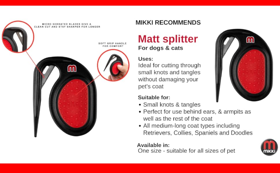 mikki dog cat puppy kitten matt splitter remover knots tangles coat