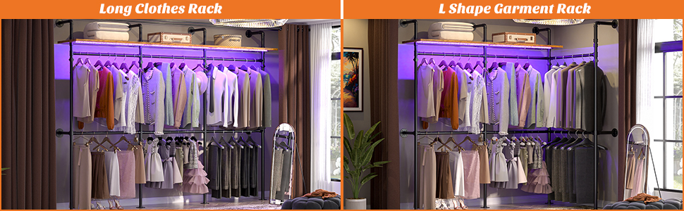 Industrial Pipe Clothing Rack Garment Rack clothes rack for wardrobe walk-in closet system