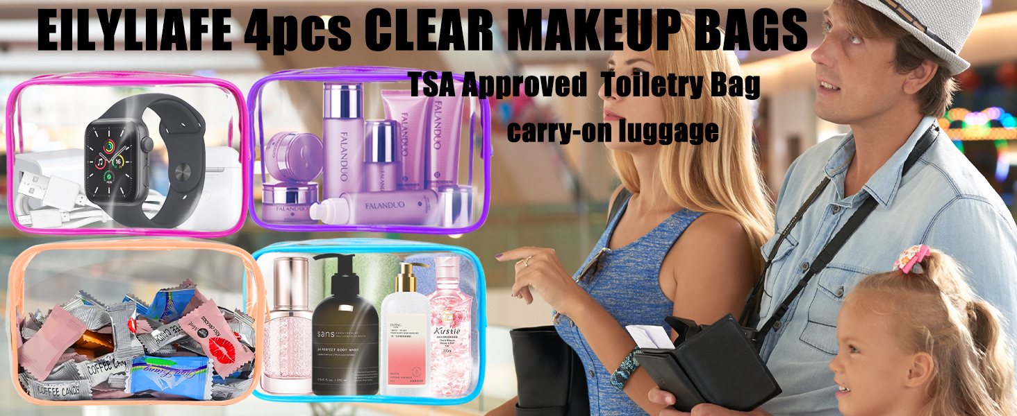 4pcs clear makeup bag
