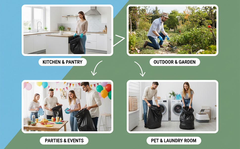 Melplas Drawstring Trash Bags 30x32 Inches, 1 Mil