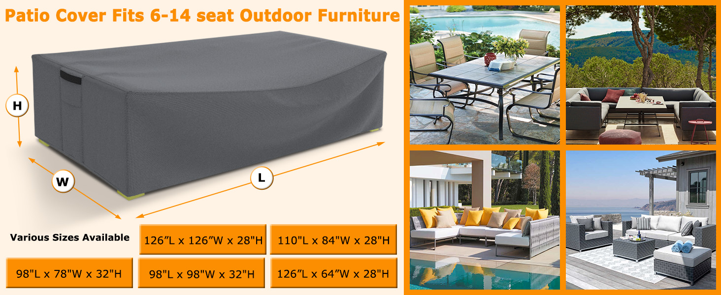 STARTWO Patio Furniture Covers, Waterproof Heavy Duty 500D Outdoor Sectional Sofa