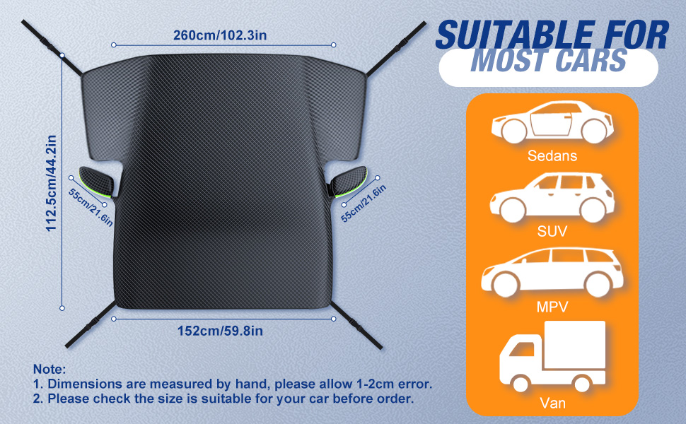 ESMARTER Car Windscreen Cover for Winter, 260x112.5cm Car