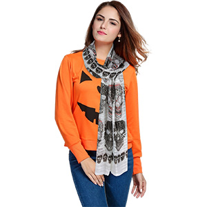 skull neck scarf for All Saint's Day Day of the Death Día de Muertos