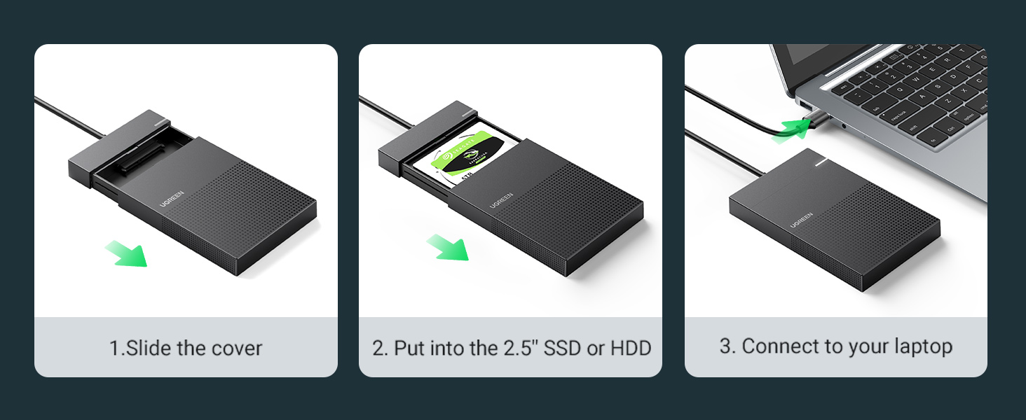 UGREEN Hard Disk Enclosure USB 3.0 to SATA Adapter 5Gbps Hard Drive