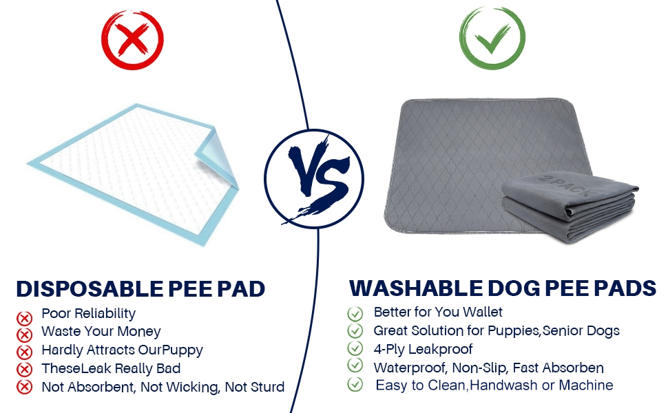 Washable Pee Pads for Dogs 2 Pack Dog Pee Pads Extra Large Absorbent Reusable Washable Puppy