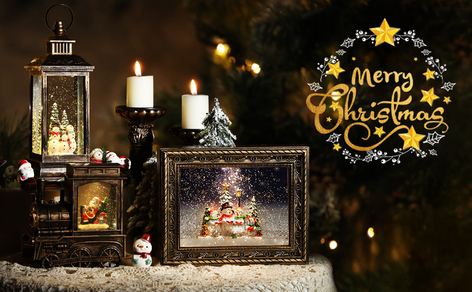 Decorazione Natalizia Con Luci E Musica - Cornice Con Pupazzi Di Neve, Timer Automatico, Alimentazione A Batterie/USB