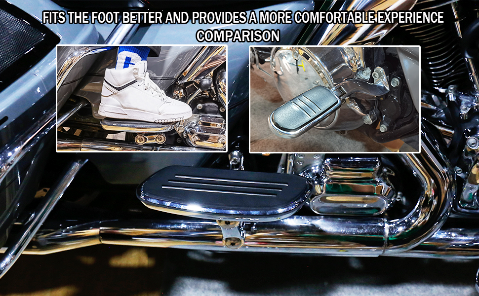 VASTMT Motorcycle Streamliner Passenger Floorboards with Adjustable