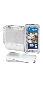 50 Foil Food Containers with Lids