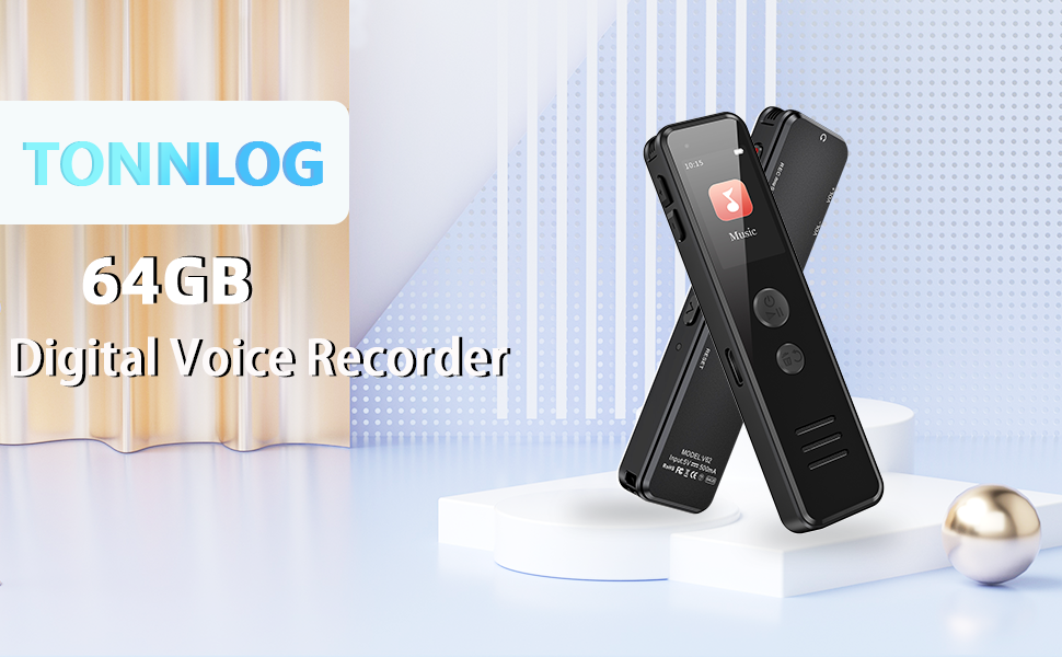 Tonnlog 64GB Digital Voice Recorder, Metal Housing Audio Recorder with