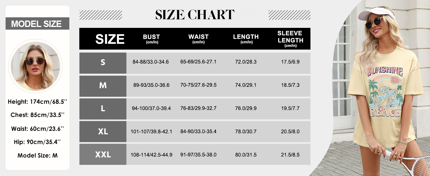 TOMEEK Women's T-Shirts Summer Oversize