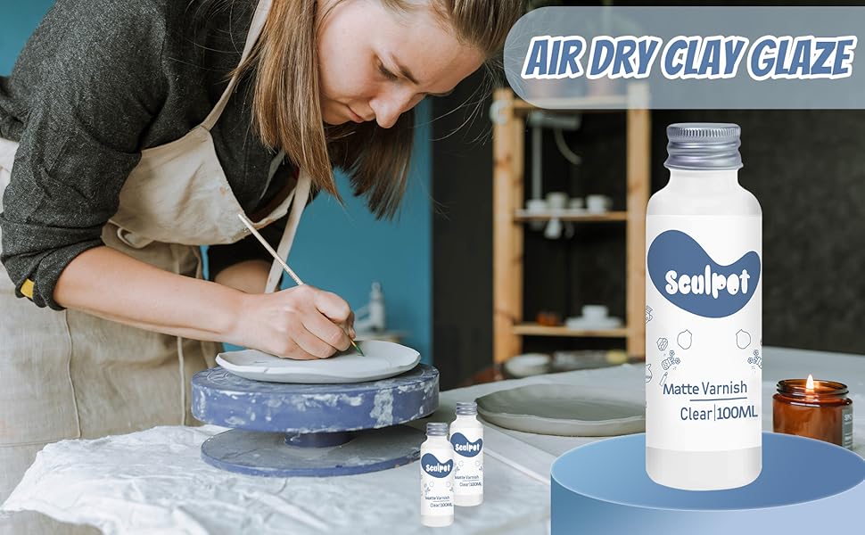 100ML Matte Finish Air Dry Clay Glaze, Clay Varnish for Air Drying Clay