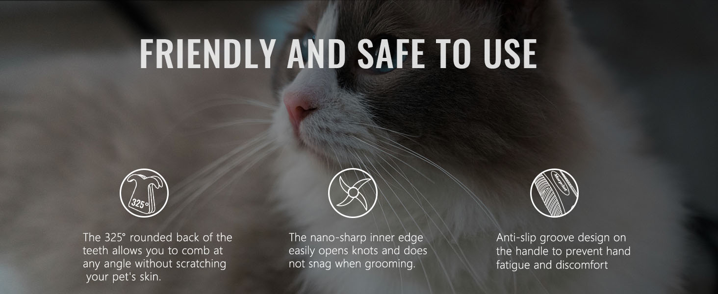 morpilot Dog Grooming Brush, Dog Dematting Comb Tool, Cat Comb 23+12 Double Sided Teeth Blade