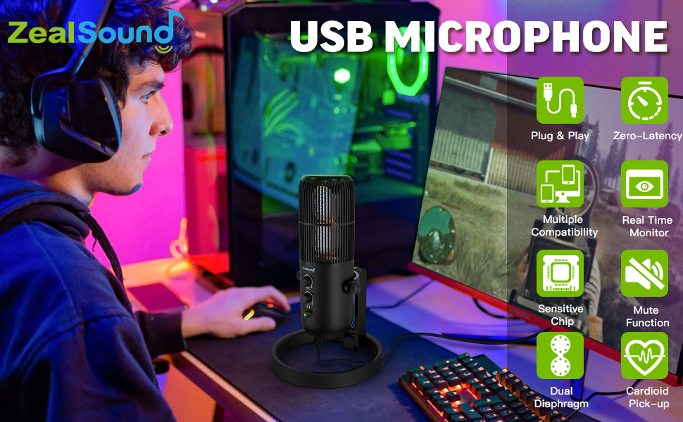 zealsound usb recording microphone