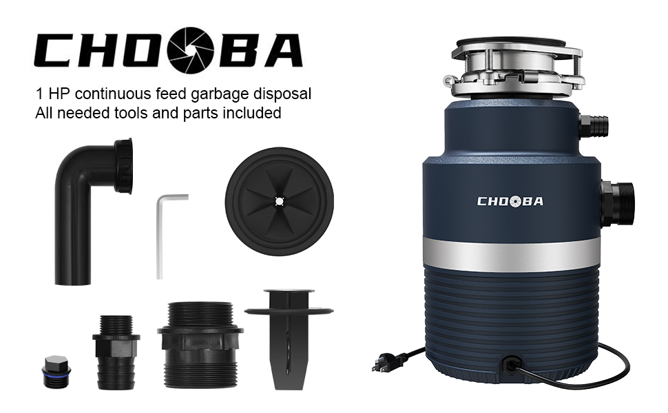 Chooba Garbage Disposal 1HP, Food Waste Disposal Continuous