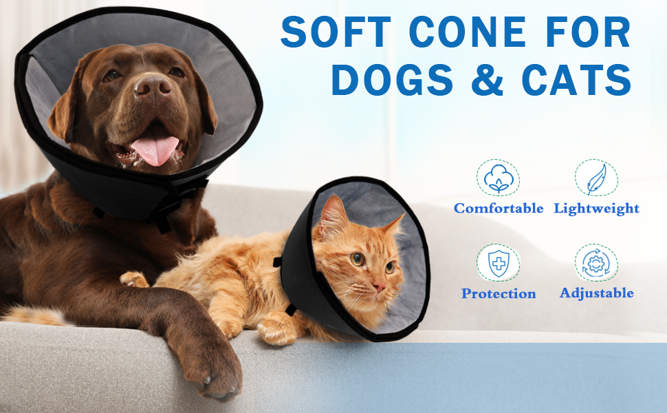 Marnonsis Dog Cone, Soft Dog Cones for Large Medium Small