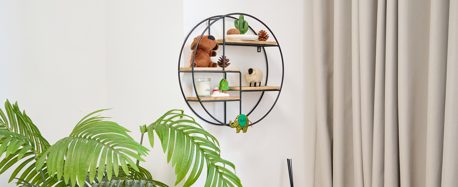 Hawthyhome Circle Wall Shelf Round with 4 Shelves