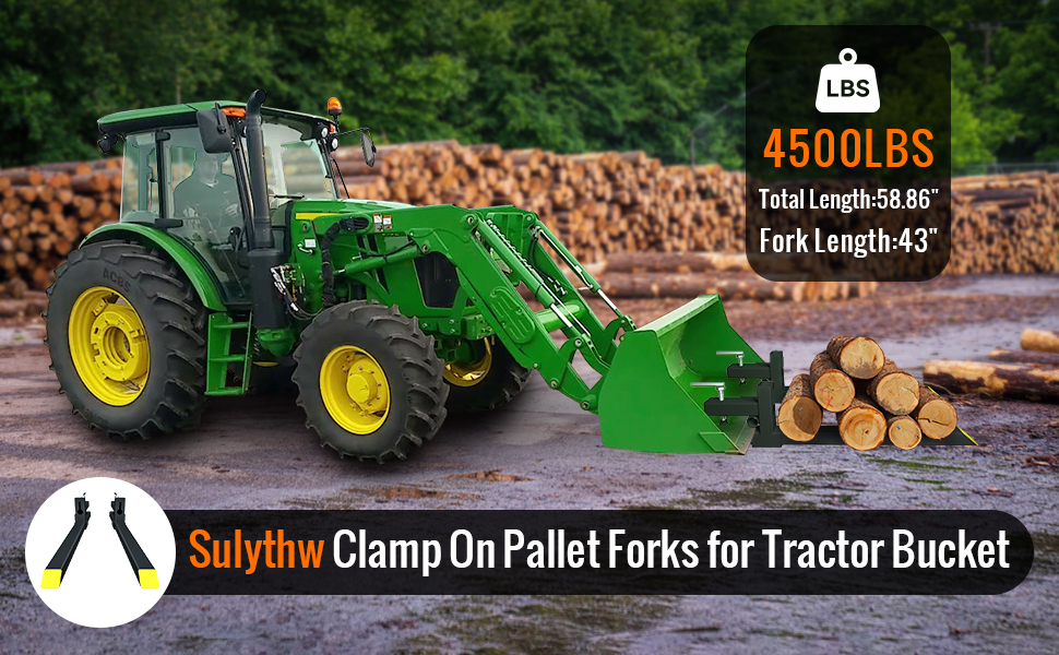 Sulythw Clamp On Pallet Forks, 58.86" Total Length 4500lbs