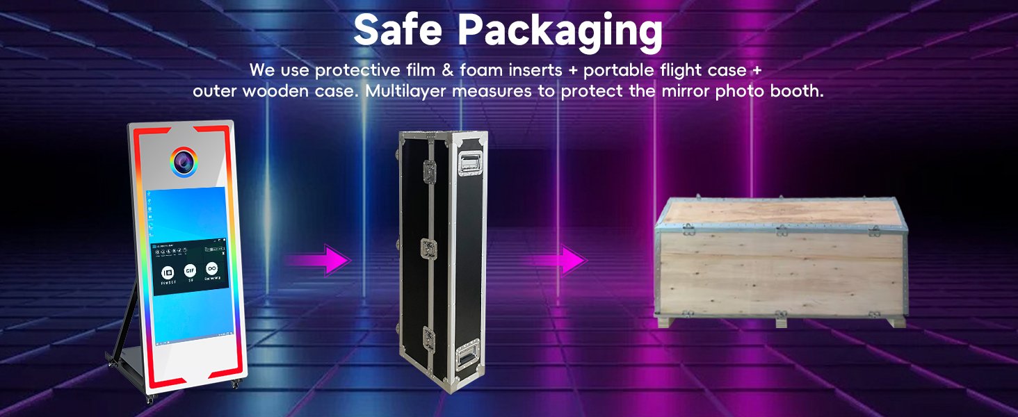 Magic Mirror Photo Booth 65in with Flight Case 43in Touch