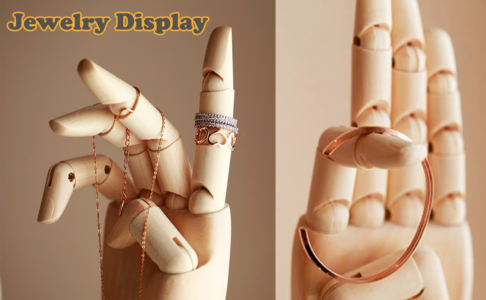 Wooden Mannequin Hand for Nails Flexible Movable Fingers Manikin Arms  Jewelry Display Props Artist Model Hand Mannequin 