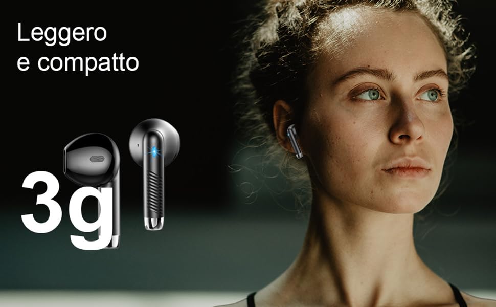 Auricolari Bluetooth 5.3 HiFi Stereo, Mini Cuffie Wireless con 2 Mic