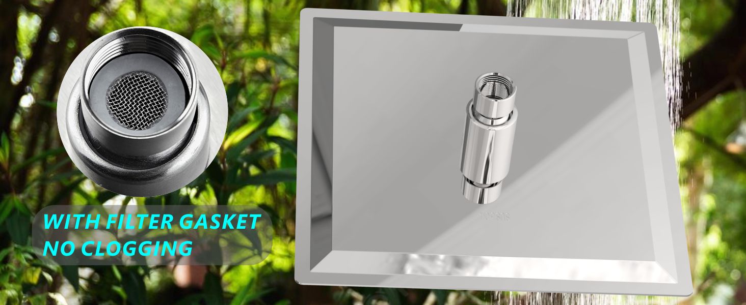 Rain Shower Head Voolan 12'' Large Rainfall Shower Head Made of 304