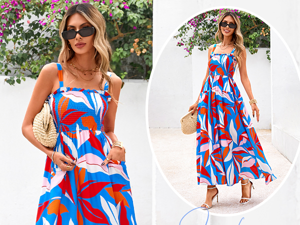 PRETTYGARDEN Womens Summer Dresses 2025 Casual Spaghetti