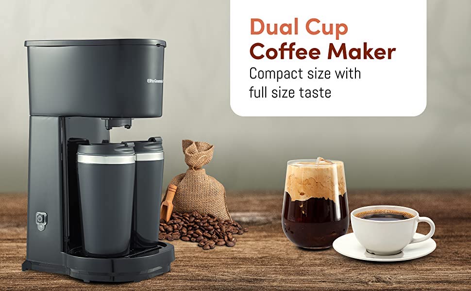 Elite Gourmet EHC116 Dual Drip Double Coffee Maker Brewer Includes Two