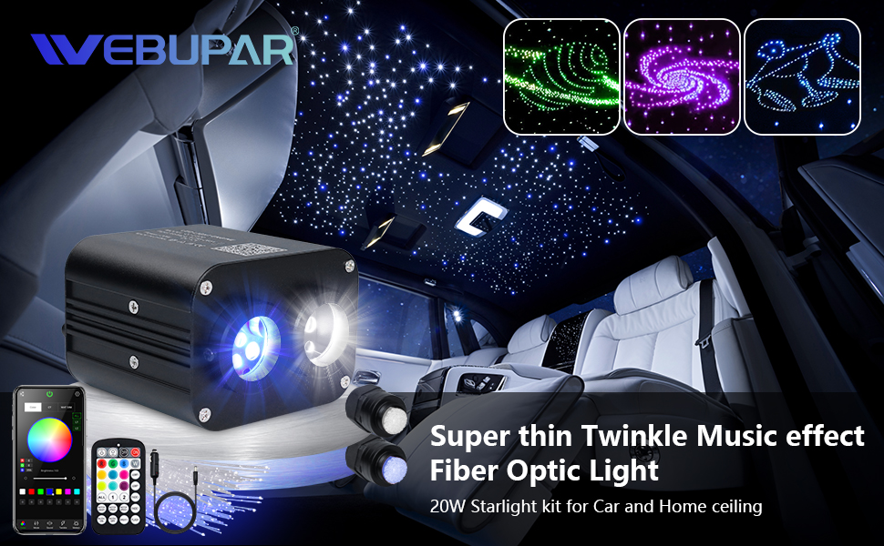 Dual Color Car Starlight Headliner Kit, Twinkle & Sound
