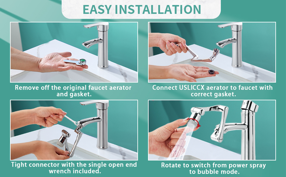 Swivel Faucet Extender Double Extension, 1080 Degree Rotatable Filter